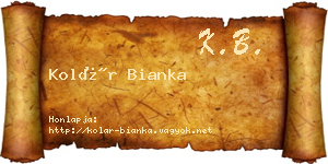 Kolár Bianka névjegykártya